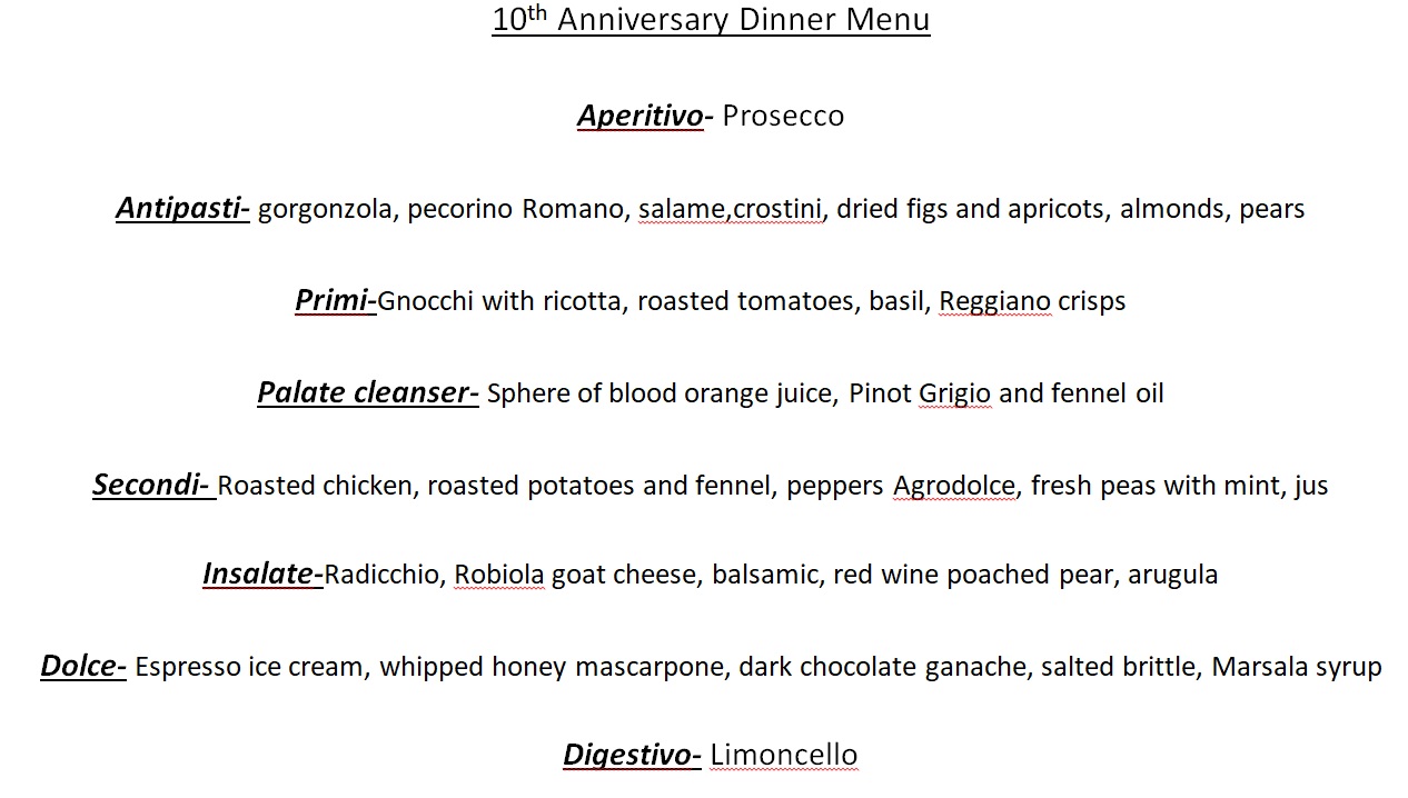 Prom Menu Italian Private Dining/Menu – The Simmering Pot